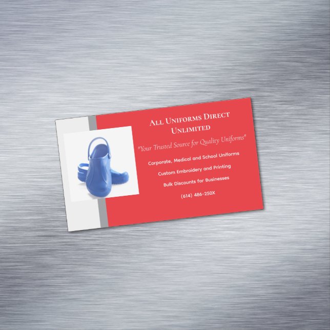 Red Grey Blue Medical Uniform Nurse Shoes  Magnetic Business Card (In Situ)