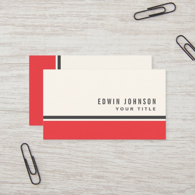Red grey border modern stylish business card (Front/Back In Situ)