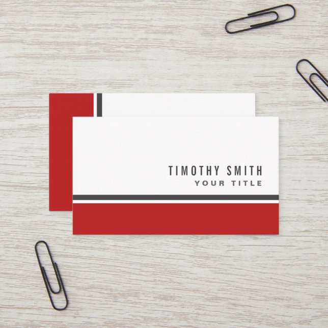 Red grey border modern stylish white professional business card (Front/Back In Situ)