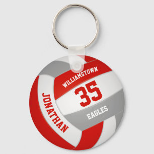 red grey boys girls team colours volleyball key ring