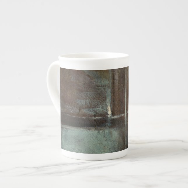 Red & Grey Brick Wall Bone China Mug (Front Left)