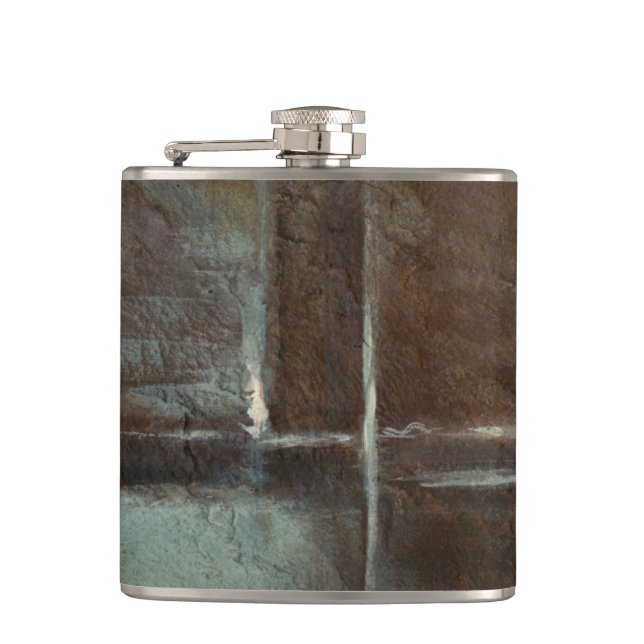 Red & Grey Brick Wall Hip Flask (Front)