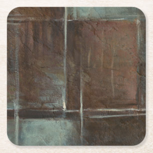 Red & Grey Brick Wall Square Paper Coaster