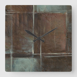 Red & Grey Brick Wall Square Wall Clock