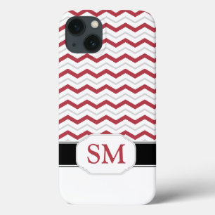 Red & Grey Chevron Monogram iPad 2/3/4 Case