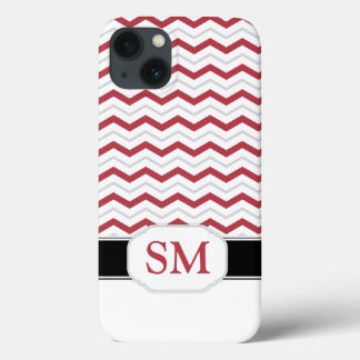 Red & Grey Chevron Monogram iPad 2/3/4 Case