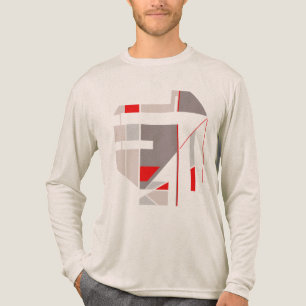Red Grey Circular MCM-inspired Geometric Abstract Tri-Blend Shirt