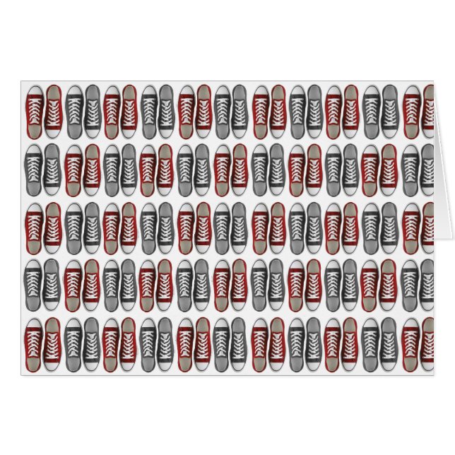 Red & Grey Classic Sneaker Pattern (Front Horizontal)