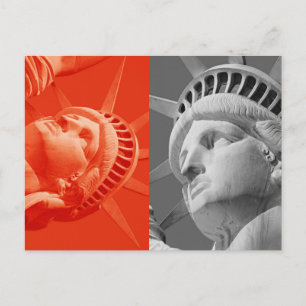 Red Grey Collage Closeup Statue Liberty Postcard