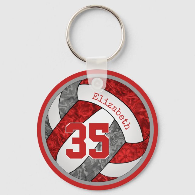 red grey custom girls volleyball team colours key ring (Front)