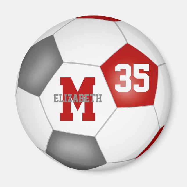 red grey custom soccer team colours magnet (Front)