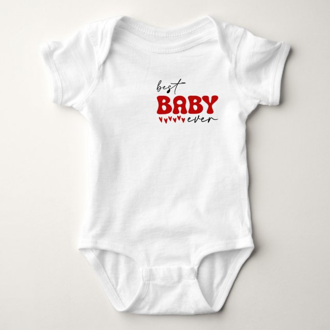 Red Grey Cute Best Baby Ever Bodysuit (Front)