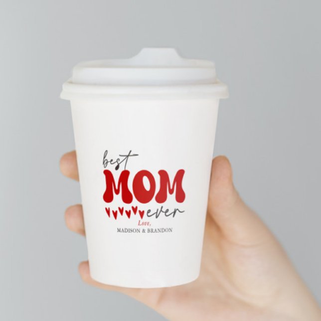 Red Grey Cute Best Mum Ever Paper Cups (Creator Uploaded)