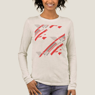Red Grey Diagonal Shapes Southwest Look Abstract Tri-Blend Shirt