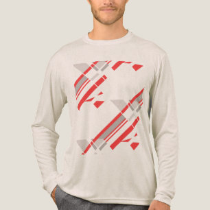Red Grey Diagonal Shapes Southwest Look Abstract Tri-Blend Shirt