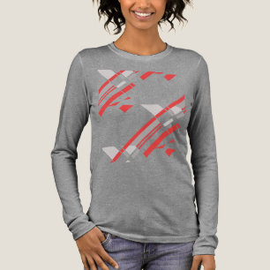 Red Grey Diagonal Shapes Southwest Look Abstract Tri-Blend Shirt