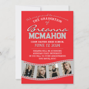 Red & Grey Filmstrip Graduation Announcement