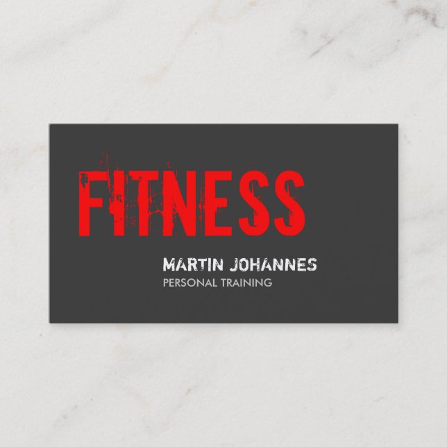 Red Grey Fitness Personal Trainer Business Card (Front)