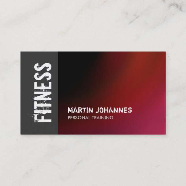 Red Grey Fitness Personal Trainer Business Card (Front)