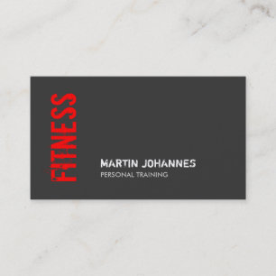 Red Grey Fitness Personal Trainer Business Card
