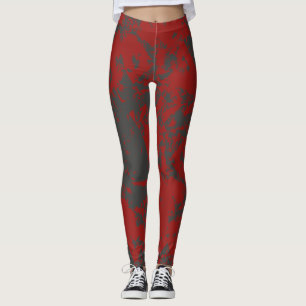 Red Grey Fun Colourful Paint Leggings
