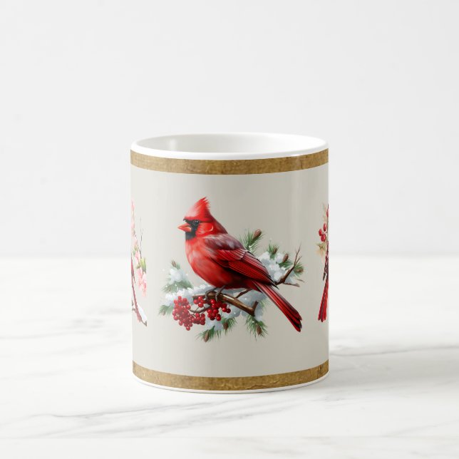Red Grey & Gold Cardinal Mug (Center)
