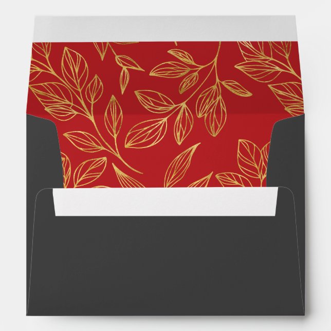 Red Grey Gold Happy Holidays Return Address Envelope (Back (Bottom))