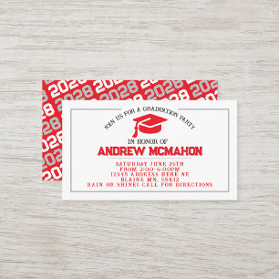 Red & Grey Graduation Invite Announcement Insert