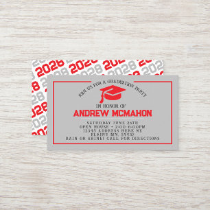 Red & Grey Graduation Mini Graduation Invites