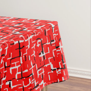 Red Grey Grey White Black Tablecloth