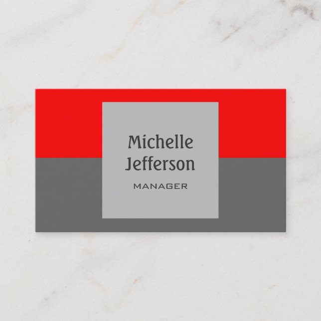 Red Grey Horizontal Stripes Pattern Business Card (Front)