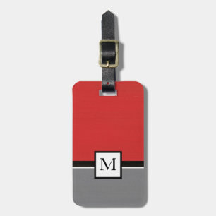Red Grey Modern Luggage Tag