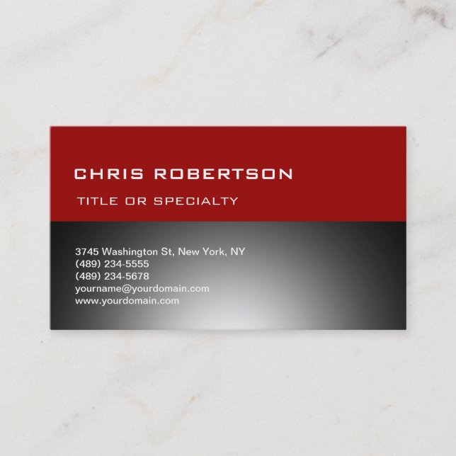 Red Grey Modern Simple Plain Business Card (Front)