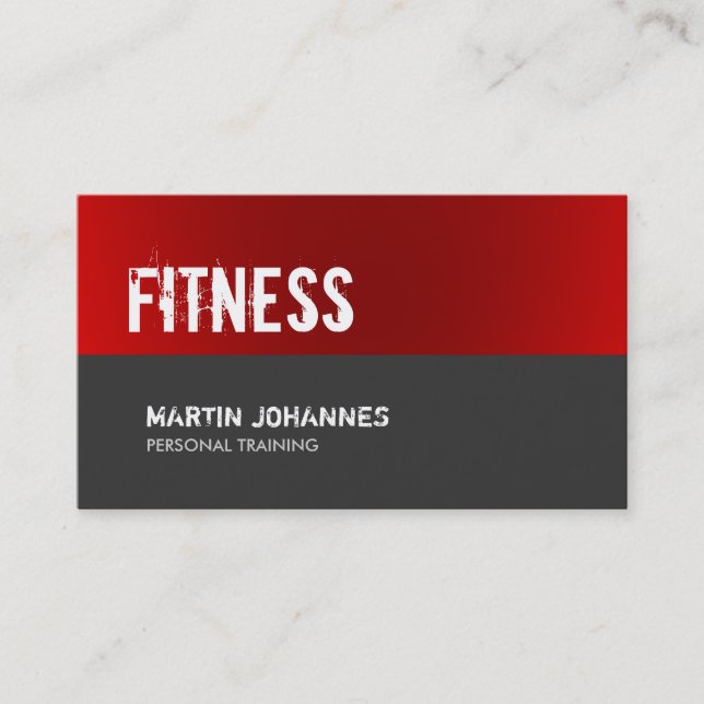 Red Grey Personal Trainer Standard Business Card (Front)