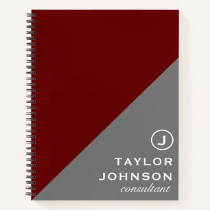 Red & Grey Professional Monogram Notebook