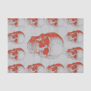 Red Grey Skulls Tissue Paper
