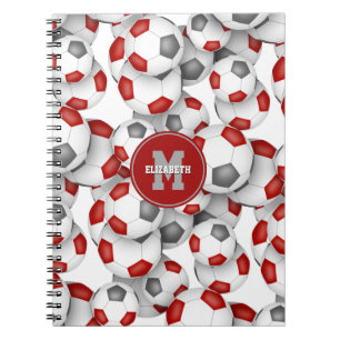 red grey soccer balls pattern kids sports notebook