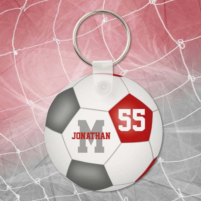 red grey team colours boys girls soccer ball key ring (Creator Uploaded)