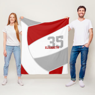 red grey team colours ginormous volleyball fleece blanket