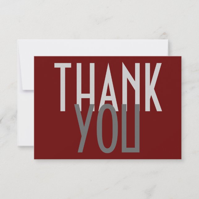 Red Grey Thank You Modern Minimalist Plain (Front)