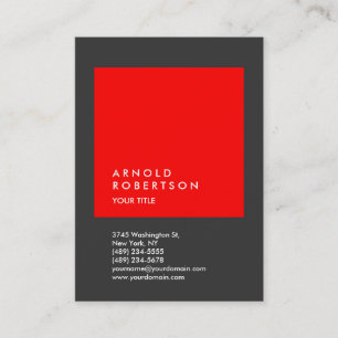 Red Grey Trendy Large Professional Business Card