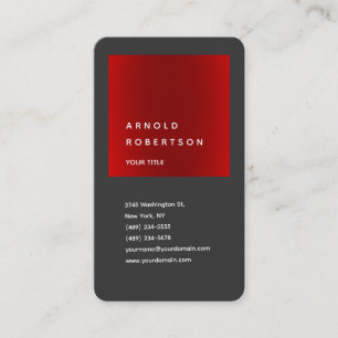 Red Grey Trendy Professional Round Corner Business Card