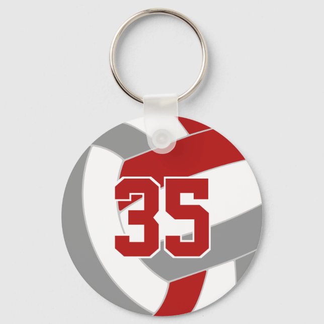 red grey volleyball buy single or bulk orders key ring (Front)