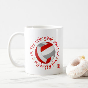 red grey volleyball court is my happy place coffee mug