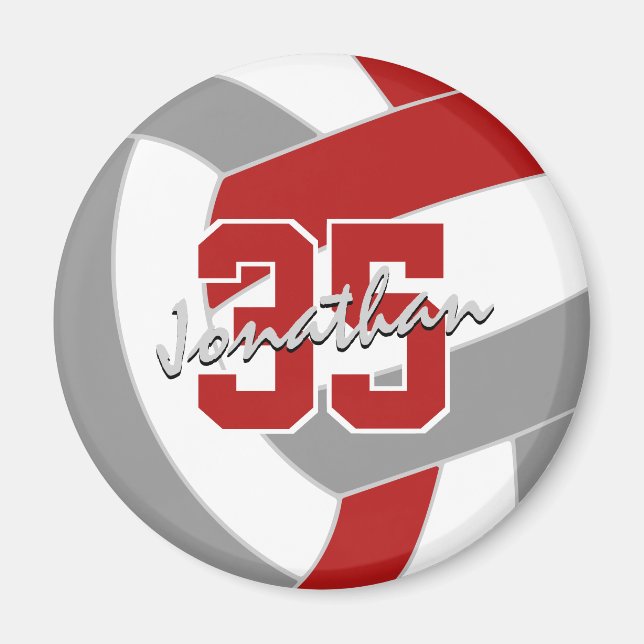 red grey volleyball team spirit gifts under 10 magnet (Front)