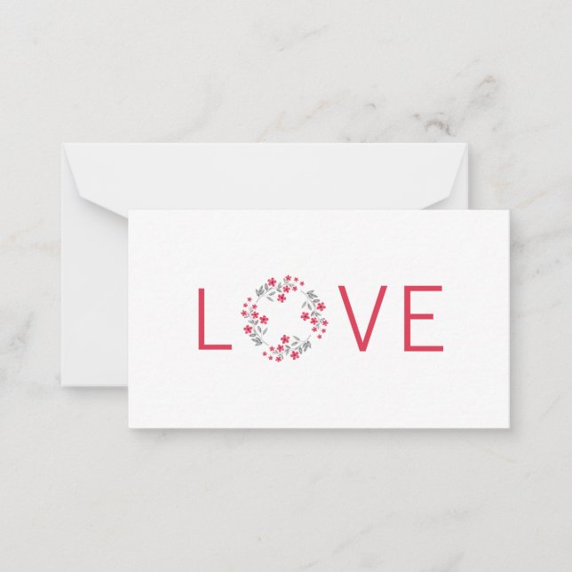 Red Grey Watercolor Floral Wreath   Card (Front)