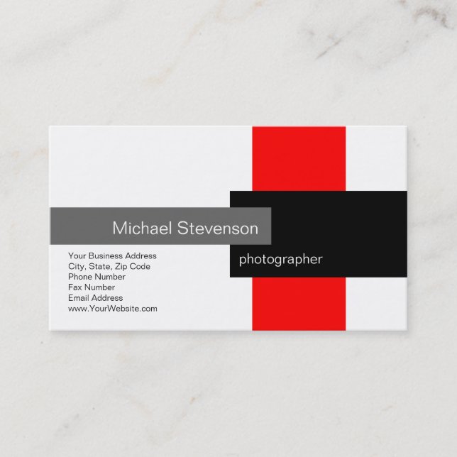 Red Grey White Black Business Card (Front)