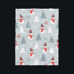 Red Grey & White Christmas Snowman Pattern Fleece Blanket<br><div class="desc">White grey and red Christmas snowman trees snowflakes,  cool christmas winter pattern.</div>