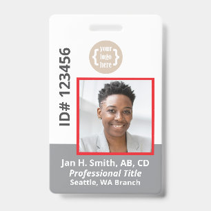 Red Grey White Employee Photo ID Card Badge