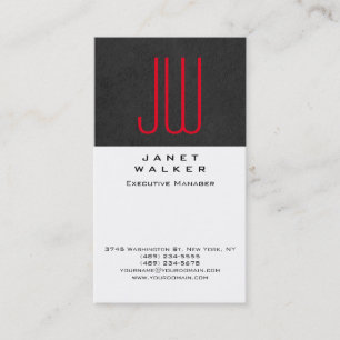 Red grey white professional simple modern monogram business card